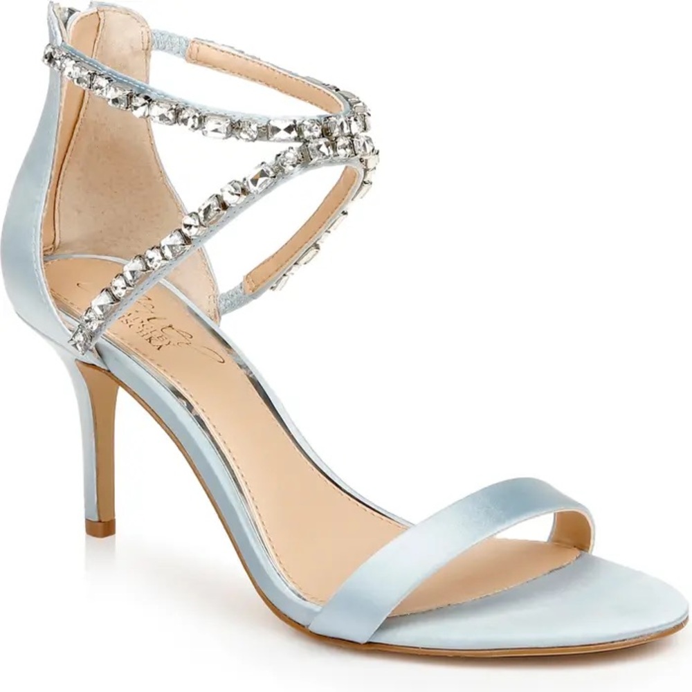 BADGLEY MISCHKA Celine Embellished Sandal Sky Blue size 7.5
